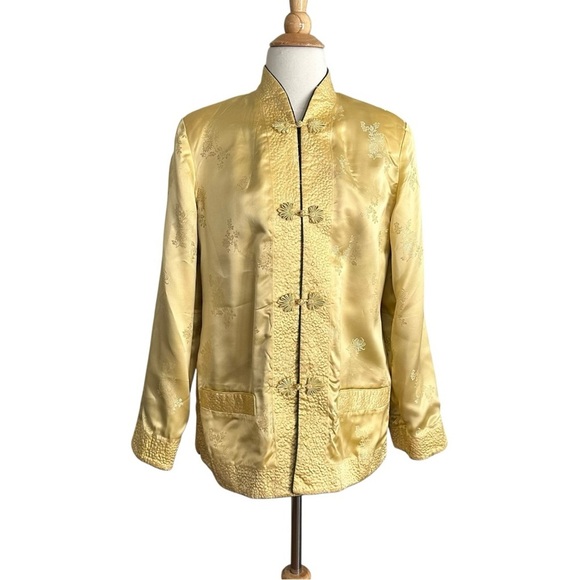 SILK SQUIRREL Vintage 70s 80s Cheongsam Inspired Satin Silk Jacket Reversible L - Picture 6 of 16